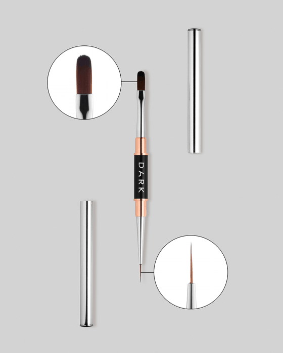DARK Double-Ended Gel Brush – Liner 10 mm & Oval 12 mm