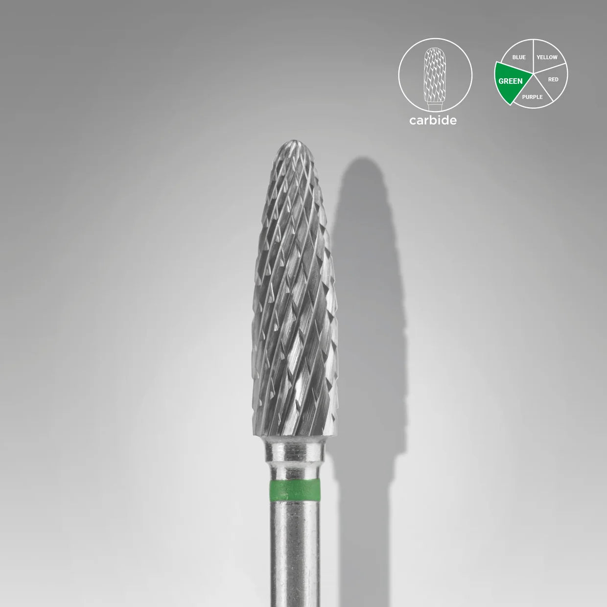 Staleks Carbide Bit – Corn 4 × 14 mm, Green