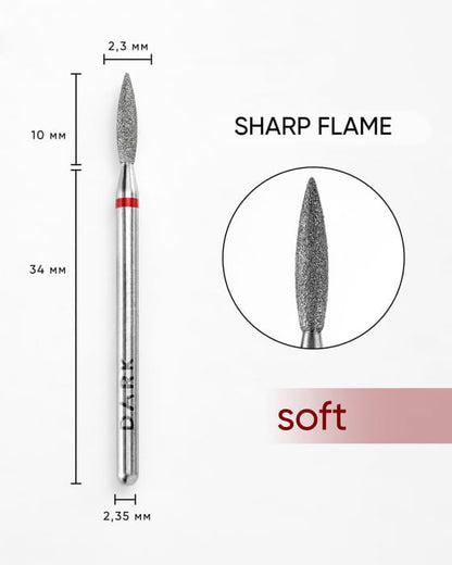 DARK Diamond Bit – Sharp Flame 2.3 × 10 mm, Red