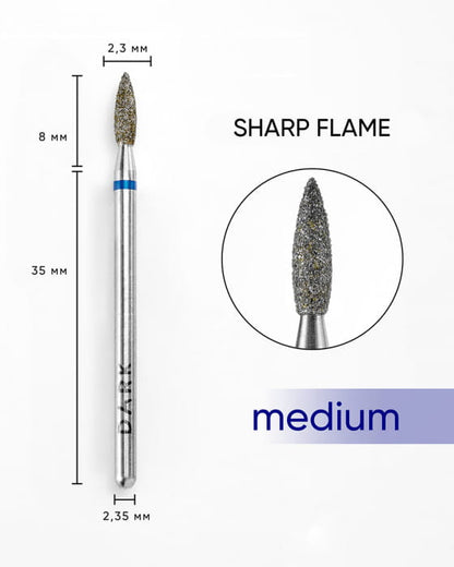 DARK Diamond Bit – Sharp Flame 2.3 × 8 mm, Blue